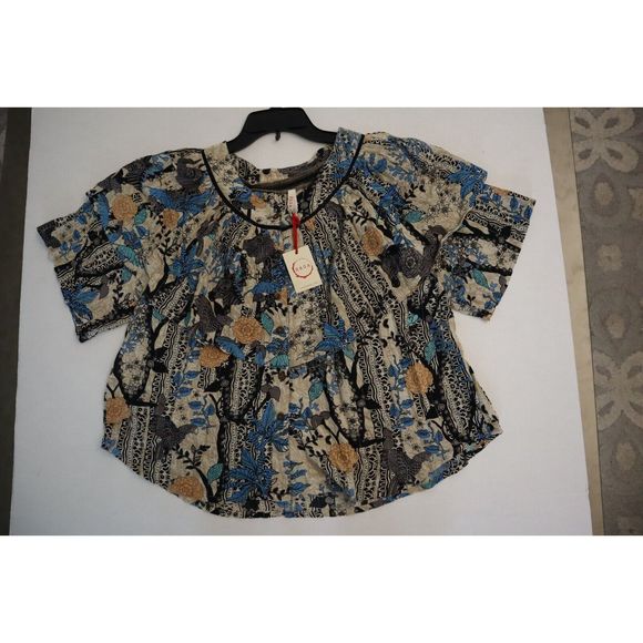 Raga R4161 112 Women's Sz S Multicolor Floral Button Down Top - Picture 4 of 5